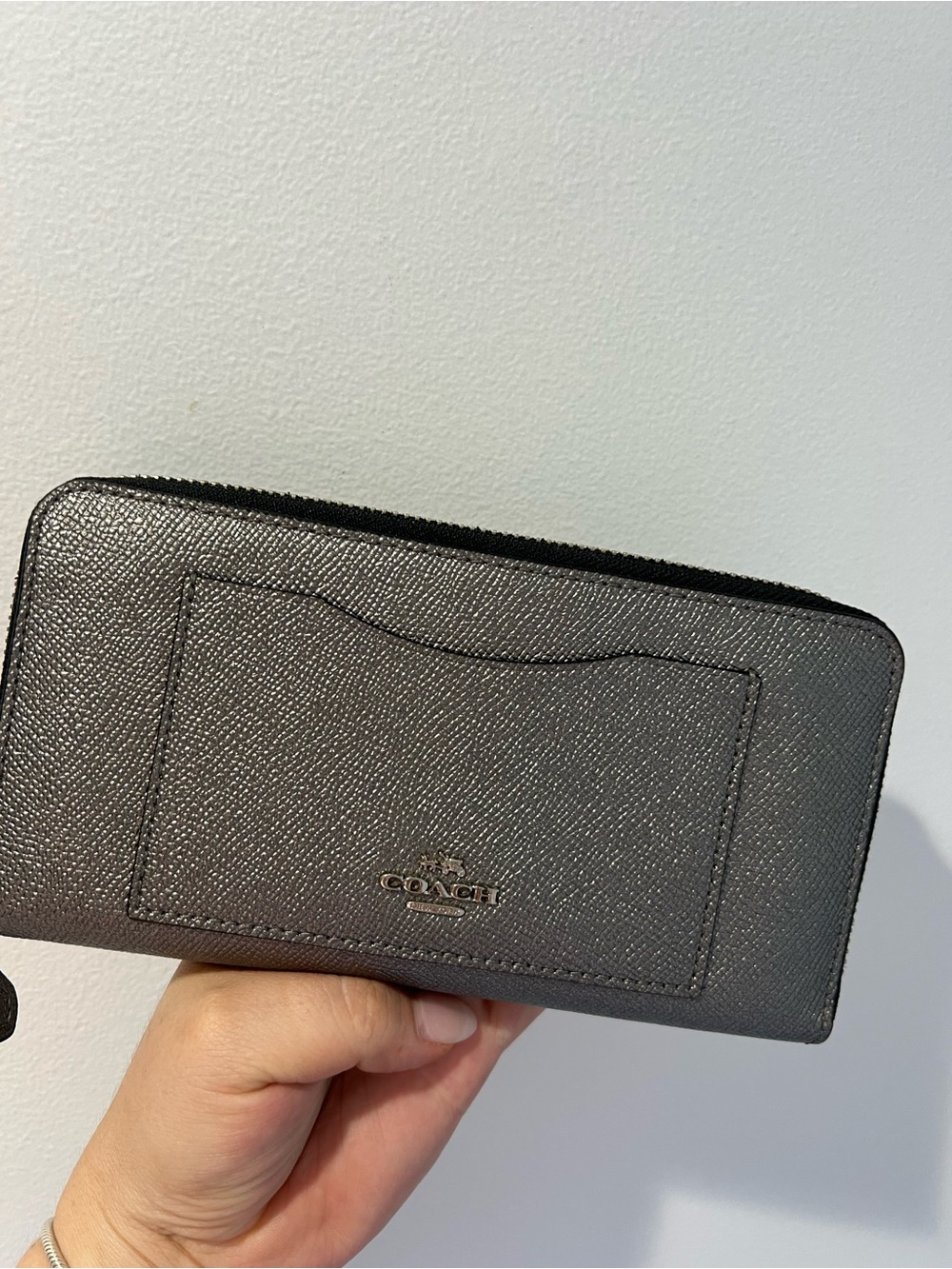 Coach Metallic Charcoal Zip Wallet - Picture 7 of 7